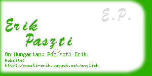 erik paszti business card